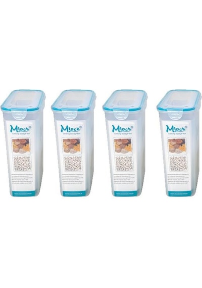 Hava Sızdırmaz Contalı Bakliyat Saklama Kabı 45 L 4 Lü Set Çok Renkli