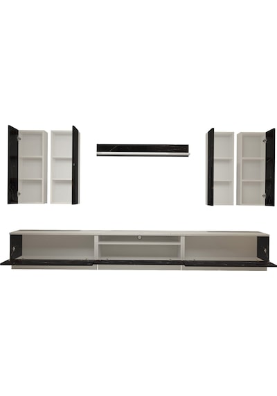 Decoraktiv Trendstyle 8ds Mdf Tv Ünitesi Tv Sehpası Beyaz - Siyah Mermer