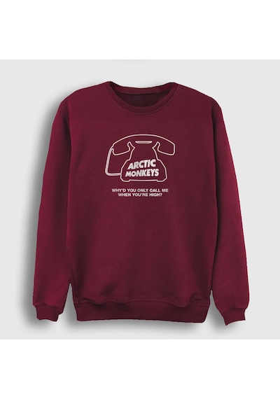 Presmono Unisex High Arctic Monkeys Sweatshirt Bordo