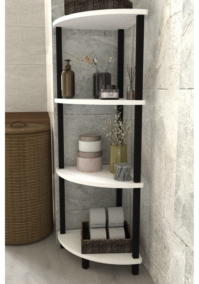 Decoline Banyo Rafı 4 Katlı Moblen Modern Organizer Depolama Ünitesi-beyaz Beyaz