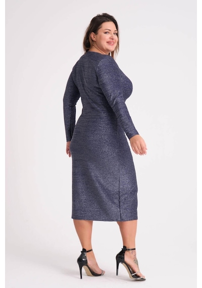 Mooi Xxl Kadın Lacivert Drape Ve Yırtmaç Detay Büyük Beden Esnek Simli Elbise-lacivert Lacivert Mooi Xxl Kadın Lacivert Drape Ve Yırtmaç Detay Büyük Beden Esnek Simli Elbise-lacivert Lacivert