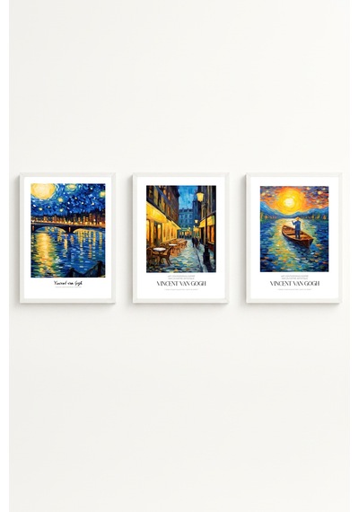 Beyaz Ahşap Çerçeveli Vincent Van Gogh Tablo Seti Huhu527