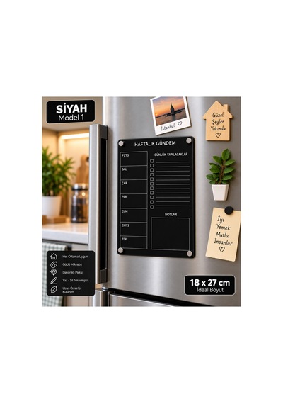 Haftalık Planlayıcı Silinebilir Buzdolabı Not Panosu - 18x27cm Sürpriz Hediyeli