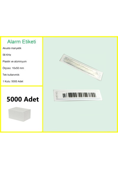 Akusto Manyetik Dr Barkodlu Alarm Etiketi 1 Kutu: 5000'li Kutu