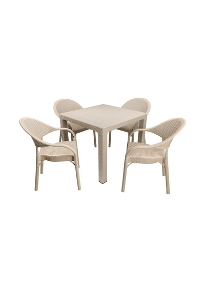 Depootoptan Mandella Elit Rattan 90 x 90 CM Eylül Koltuk Masa Takımı Çölbeji