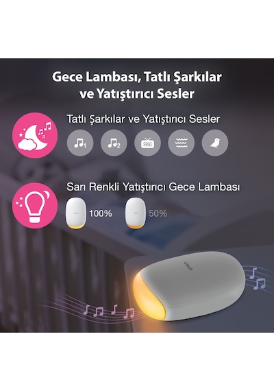 Vtech V-hush Bebek Arabası Sallama Cihazı Bebek Arabası İçin Sesli ve Hareketli Yatıştırıcı - Bc8611 Beyaz