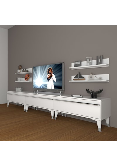 Decoraktiv Eko 270r Mdf Silver Tv Ünitesi Tv Sehpası Parlak Beyaz
