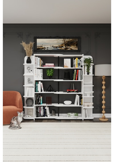 Asra Trend Modern Dönebilen Ayarlanabilir Raflı Ev Ofis Kitaplık %100 Mdf Dekoratif Kütüphane Kitaplık Dk01 Beyaz Asra Trend Modern Dönebilen Ayarlanabilir Raflı Ev Ofis Kitaplık %100 Mdf Dekoratif Kütüphane Kitaplık Dk01 Beyaz