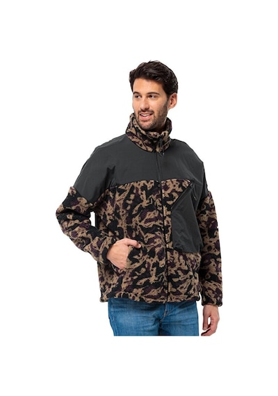 Jack Wolfskin Maarweg Print Jkt Erkek Outdoor Peluş Ceket 1711231-8889 Siyah