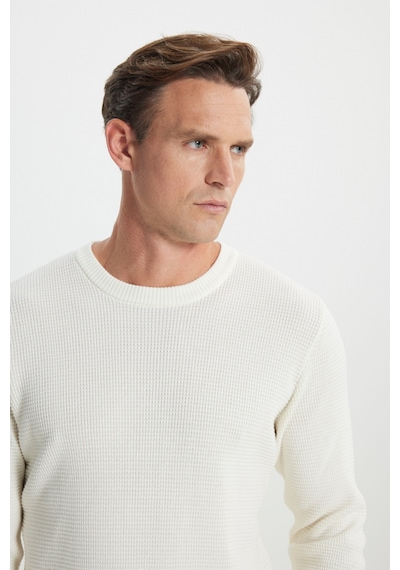 AC&Co / Altınyıldız Classics Erkek Ekru Pamuklu Standart Fit Normal Kesim Bisiklet Yaka Petek Dokulu Triko Kazak Ekru AC&Co / Altınyıldız Classics Erkek Ekru Pamuklu Standart Fit Normal Kesim Bisiklet Yaka Petek Dokulu Triko Kazak Ekru
