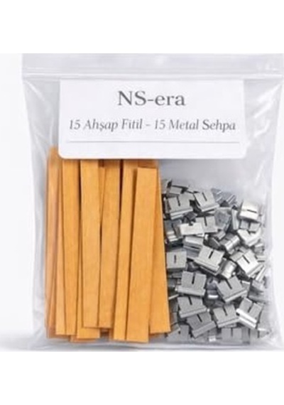 15 Adet Ahşap Fitil Ve 15 Adet Metal Sehpa - 15 Cm Uzunluk, 1.5 Cm Genişlik, Mum Yapımı İçin Doğal Ahşap Fitil Seti 000 Açık Krem