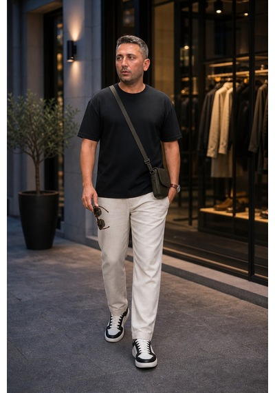 Modi Green Premium Oysho Regular Oversize Unisex Sıfır Yaka Kısa Kollu Tişört - Siyah