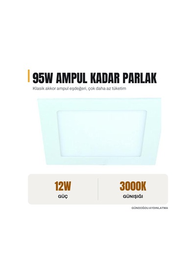 Jupıter Beyaz 12w Slim Led Panel Armatür 3000k Gün Işığı - Ld453-b830