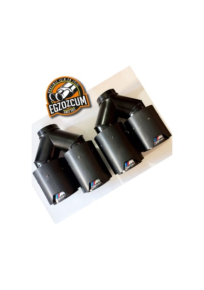 90 Mm. Sağ Dual Karbon Akrapoviç Msport Logolu Egzoz Eksoz Ucu Çift Çıkışlı