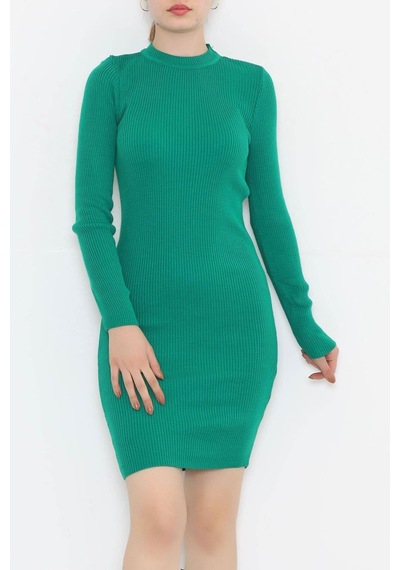 Mokashopin - Bisiklet Yaka Triko Elbise Koyuyeşil - 571.1612. 001