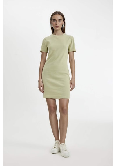 DeFacto Coool Bodycon Vücudu Saran Bisiklet Yaka Fitilli Kaşkorse Kısa Kollu Mini Elbise C1503AX24SPKH439