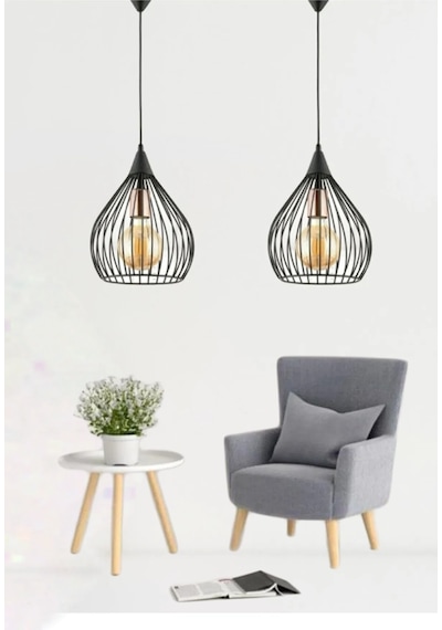Trend Kitchen 2 Adet Armut Trend Siyah Sarkıt Salon Mutfak Banyo Yatak Odası Çocuk Odası Antre Avize Siyah