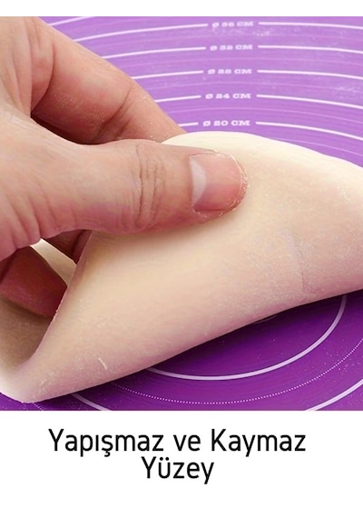 50x40 Cm Kaymaz Silikon Hamur Matı Yapışmaz, Kolay Temizlenir