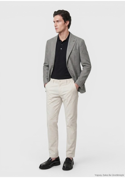 Ramsey Gri Shirt Shoulder Slim Fit %100 Keten Ceket