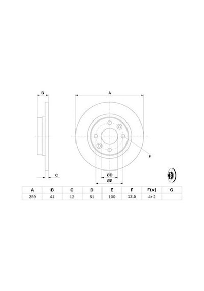 Smart Fortwo 1.0 2014-2019 Bosch Ön Disk Düz 259mm 2 Adet