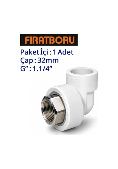 Fırat İç Dişli Dirsek Altı Köşe 32mm, 1.1/4'', 1 Adet, 7b71040318