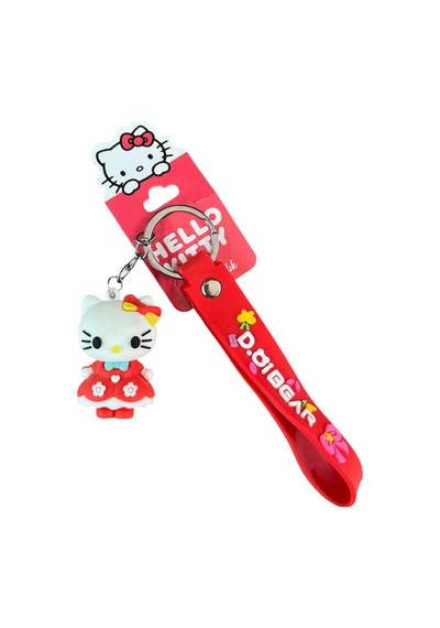 Sasta Lisanslı Silikon Anahtarlık 582648-kırmızı Hello Kitty