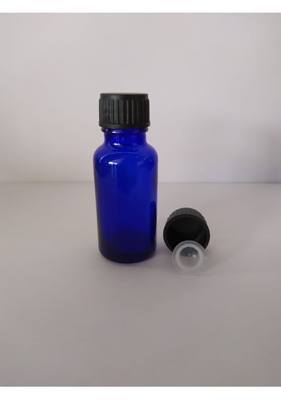 20Ml Cam Mavi Şişe Düz Kapak Kör Tıpalı (10 Adet)