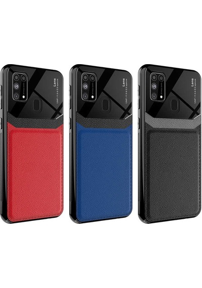 Samsung Galaxy Uyumlu M31 Kılıf Lens Deri Görünümlü Tpu Kapak