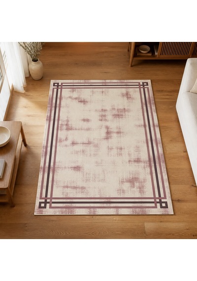 Kartela Halı Rilo Halı Kaymaz Taban Makinede Yıkanabilir Halı Gül Kurusu - 60 X 90 Cm