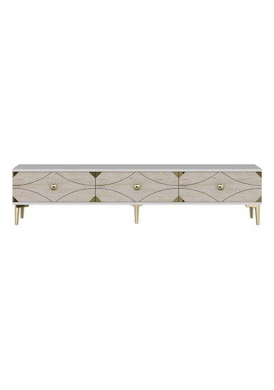 Tsa1897btg Alfa Tv Sehpası Beyaz-traverten-gold 180cm