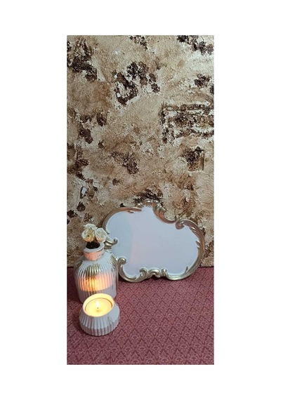El Yapımı Dekoratif Sunum Tepsisi, Vazo Ve Tealight Mumluk Seti, Özel Tasarım 3'lü Aksesuar Seti