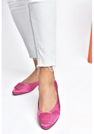 Fox Shoes P726776304 Fuşya Saten Kumaş Kadın Babet Fuşya
