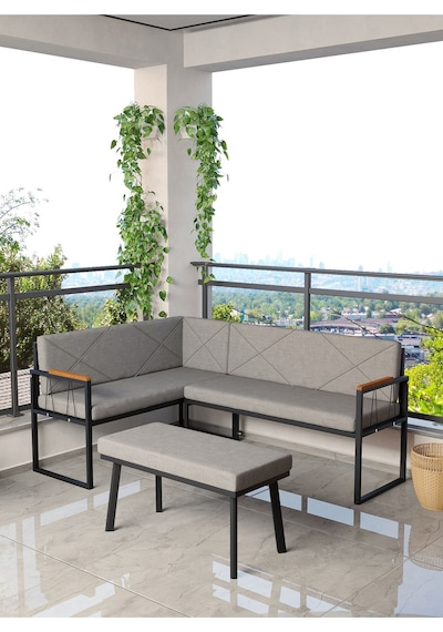 Mygusi Src Balkon, Bahçe, Cafe, Köşe Takimi Koyugri Koyu Gri