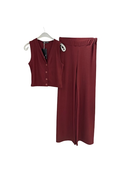 Hasenna 1041 Yelekli Pantolon Takım Bordo