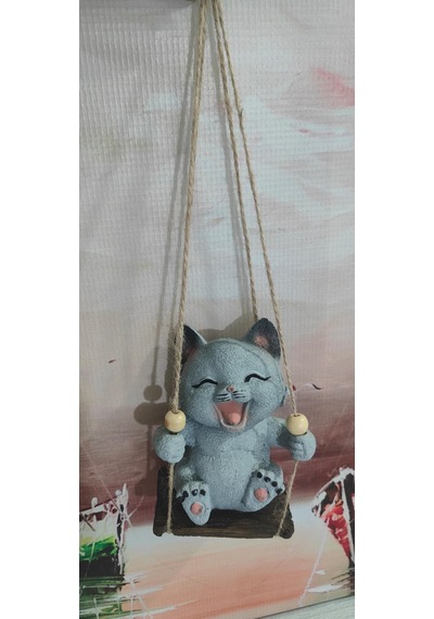 Sallanan Kedi Polyester Duvar Balkon Bahçe Süsü 5 Farklı Renk 02