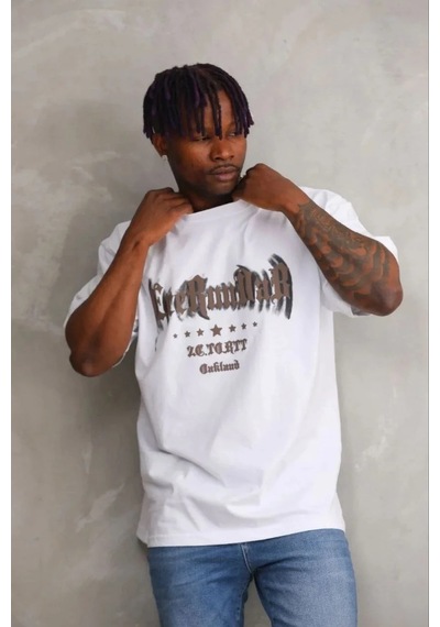 Erkek Baskılı T-shirt Kısa Kol Bisiklet Yaka Regular Fit Tişört - Beyaz Beyaz