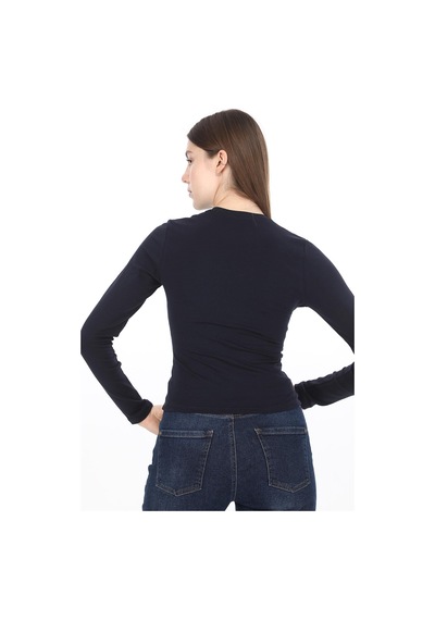 Penyebizden Likralı Pamuk Crop Tişört-slim Fit-lacivert