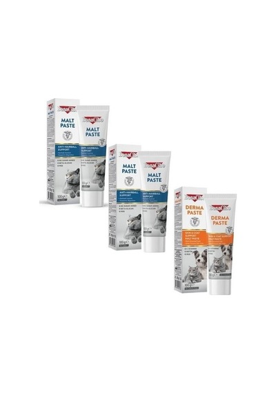 3'lü Kedi Bakım Seti: 2 Adet hairball Malt Macun + 1 Adet Derma Tüy Bakım Macunu 3x100g
