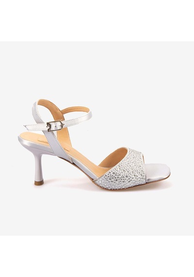 Hawen Angels Kadın Kösele Taban 7,5cm Topuklu Saten Gece & Abiye Ayakkabı 6895-26-v1 Lame