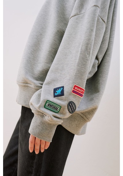 Manuka Oversıze Etiketli Sweatshırt Gri Melanj Ss26swt00003-743