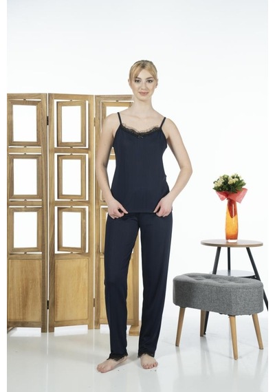 Estiva Kadın İp Askılı Likra Viskon Yazlık Pijama Takımı 001