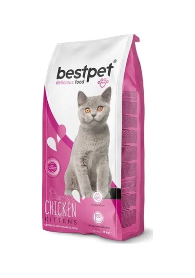 Bestpet Yavru Kediler İçin, Tavuk Etli Ve Pirinçli Kuru Mama 15 Kg