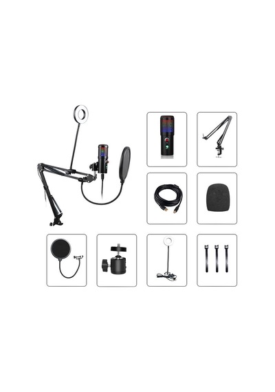 WellSound A6S-B Profesyonel Işıklı Mikrofon Seti
