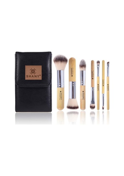 I Love Bamboo - 7 Parça Petite Pro Bambu Fırça Seti, Taşıma Çantalı Çok renkli