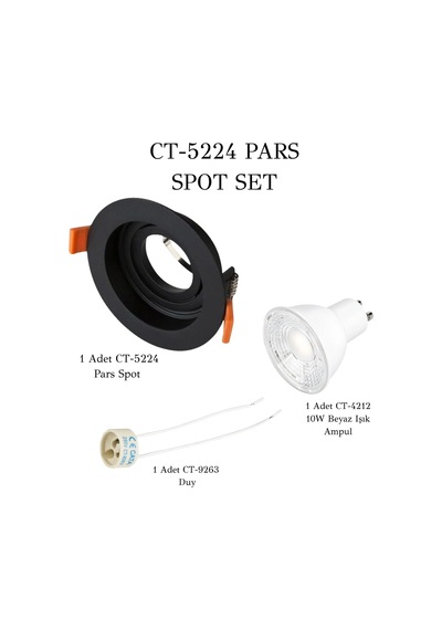 Cata Pars Spot Set 1 Adet Ct-5224 +1 Adet Ct-4212 Beyaz Işık + 1 Adet Ct-9263 Siyah