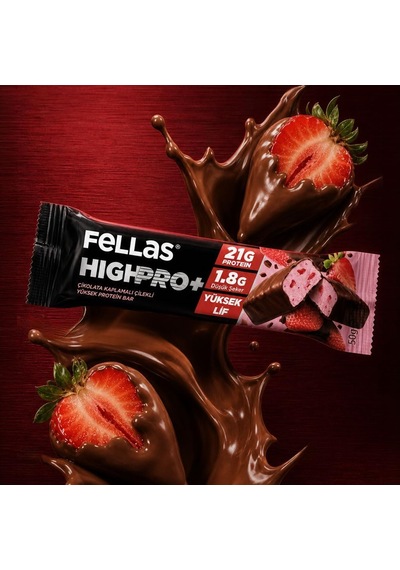 Tr Çikolata Kaplı Highpro+ Protein Bar - Çilekli 50g X12 Adet