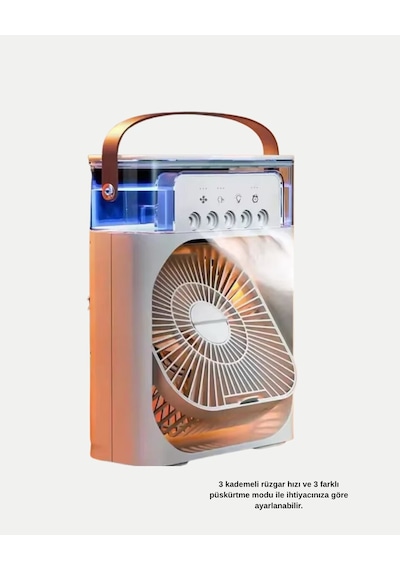 3 Ü 1 Arada Mini Klima Fan Usb Şarjlı 7 Renk Gece Lambalı Ve Nemlendirici