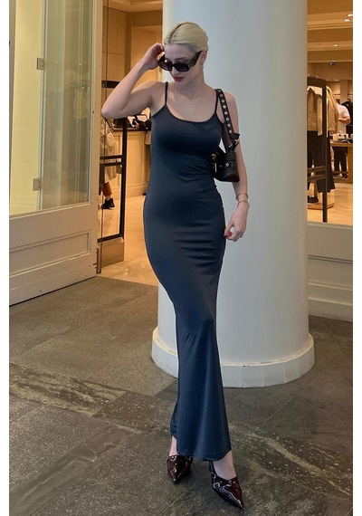 Madmext Füme Uzun Asklı Basic Elbise Mg1852-füme Füme