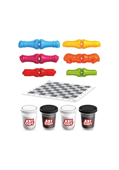 Art Craft Meet Chess 3d Kalıplı Satranç Temalı Oyun Hamuru Seti 4 Renk Eğitici Oyuncak 3+ Yaş Çok Renkli