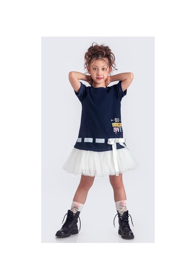 Mnk Baby & Kids Tütü Etekli Yazlık Penye Kız Çocuk Spor Elbise M00703 Lacivert